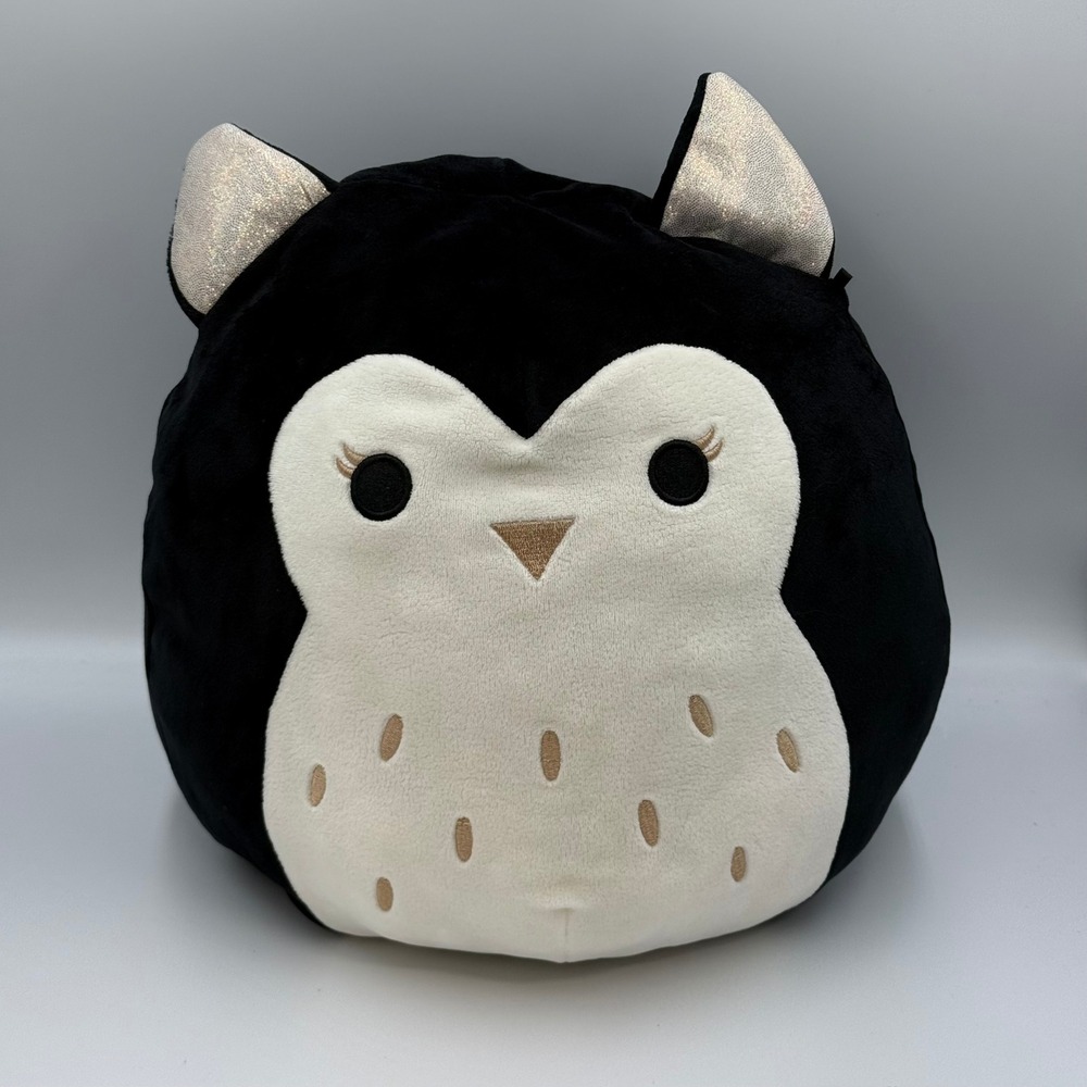 Squishmallows Holly the Owl 8 inch Black Gold Glitter Plush Kellytoy K17-297-12